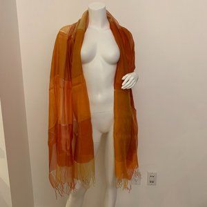 Chiktok  39" X 85" Orange 100% Silk Scarf